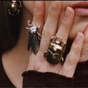 Gold Cicida Insect Bug Statement Rings Silver